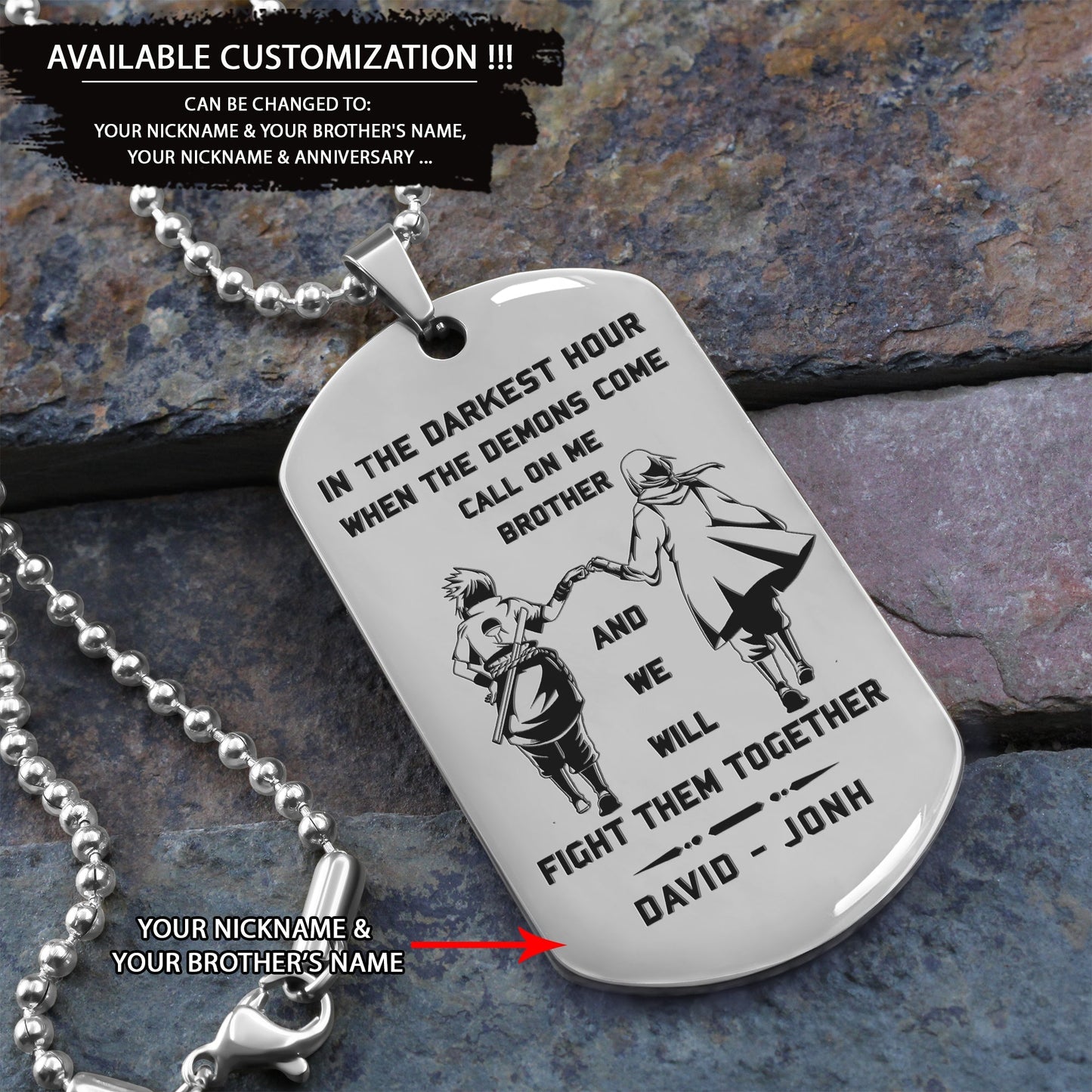 call on me brother- navy - dragon ball - goku vegeta- soldier - engraved dog tag all style