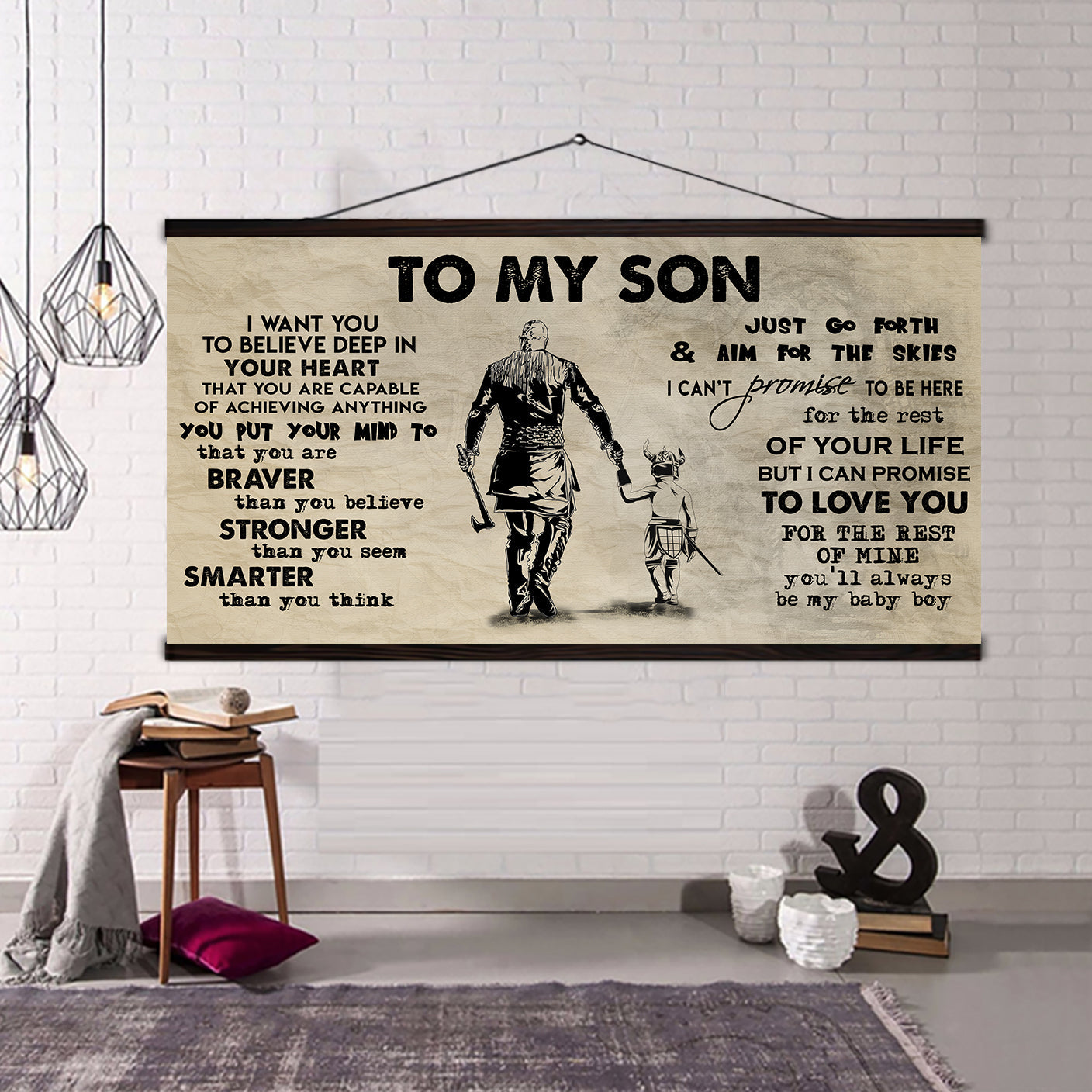 (cv32) to my son- i want you to believe- dragon ball - goku - viking - canvas poster