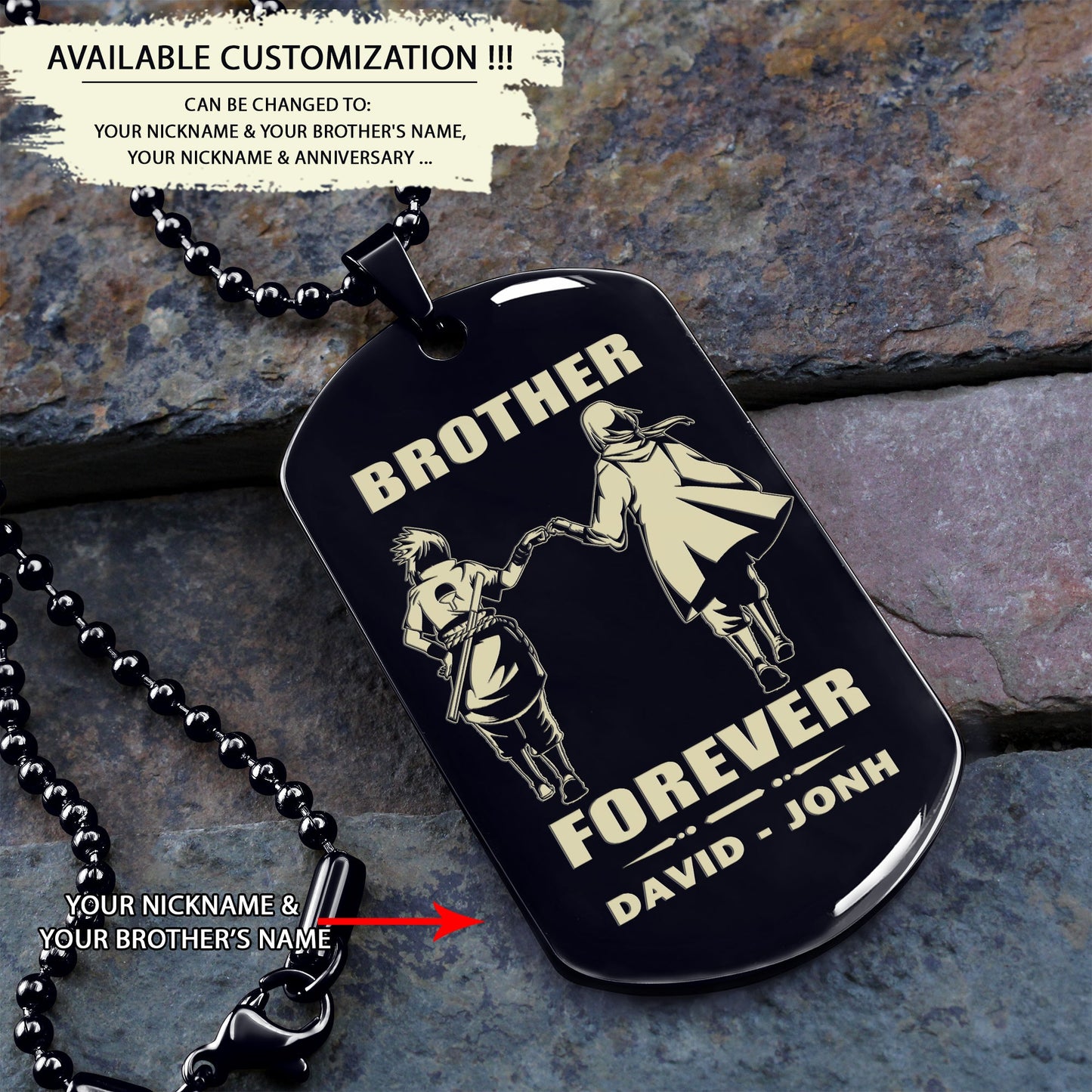 call on me brother - brother forever - dragon ball goku vegeta - soldier -engraved dog tag two side