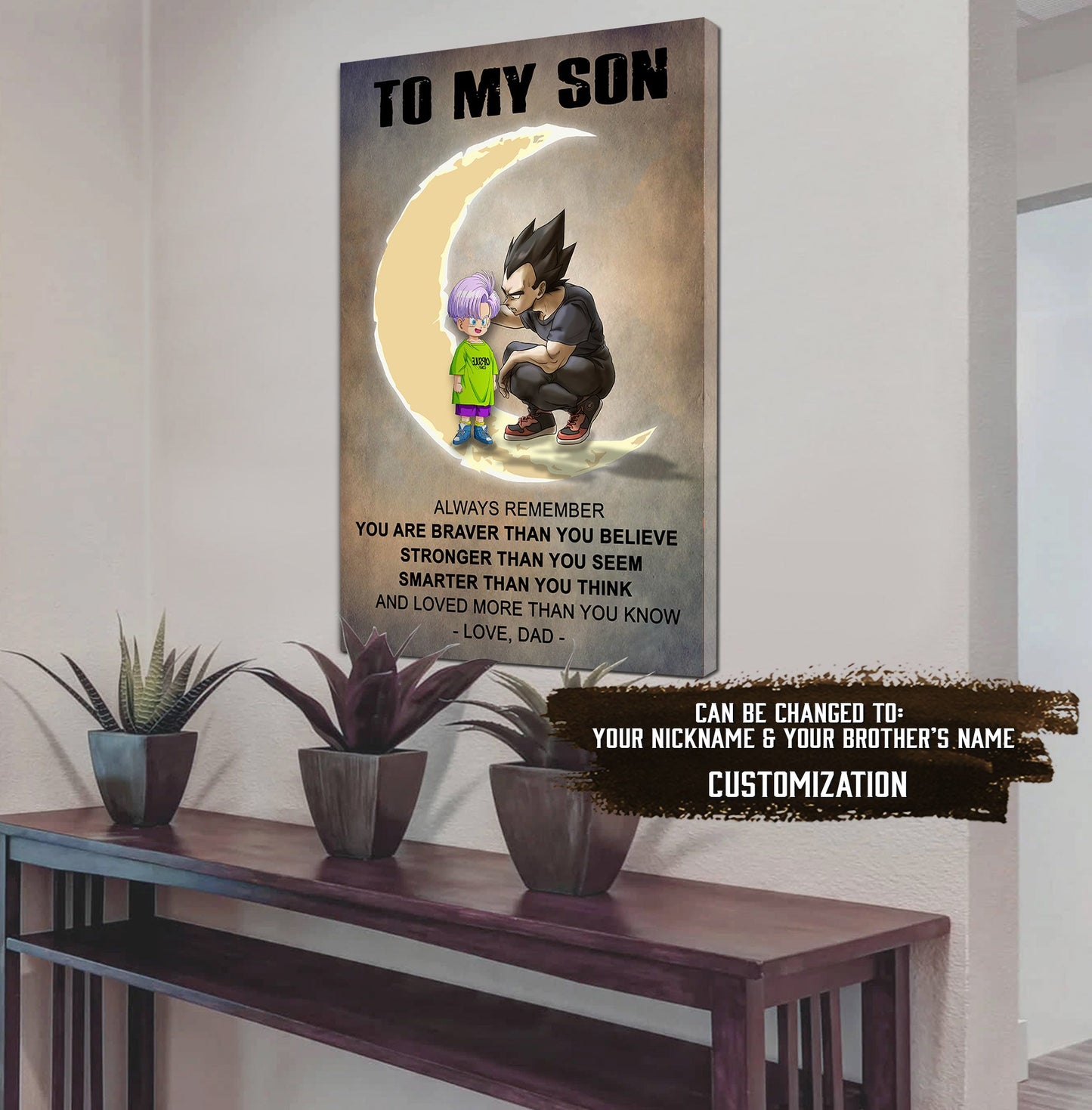 xh332- to my son alway remember - goku -vegeta- english - horizontal poster - horizontal canvas - dragon ball canvas