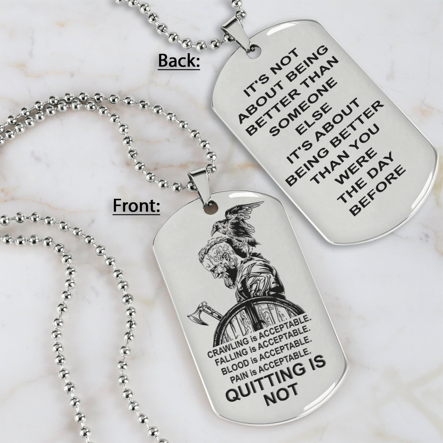 qt2 dog tag- quitting is not- dragon ball - goku vegeta- soldier - naruto - engraved dog necklace all style