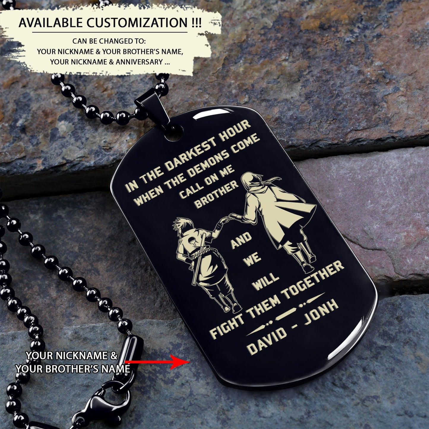 call on me brother- navy - dragon ball - goku vegeta- soldier - engraved dog tag all style
