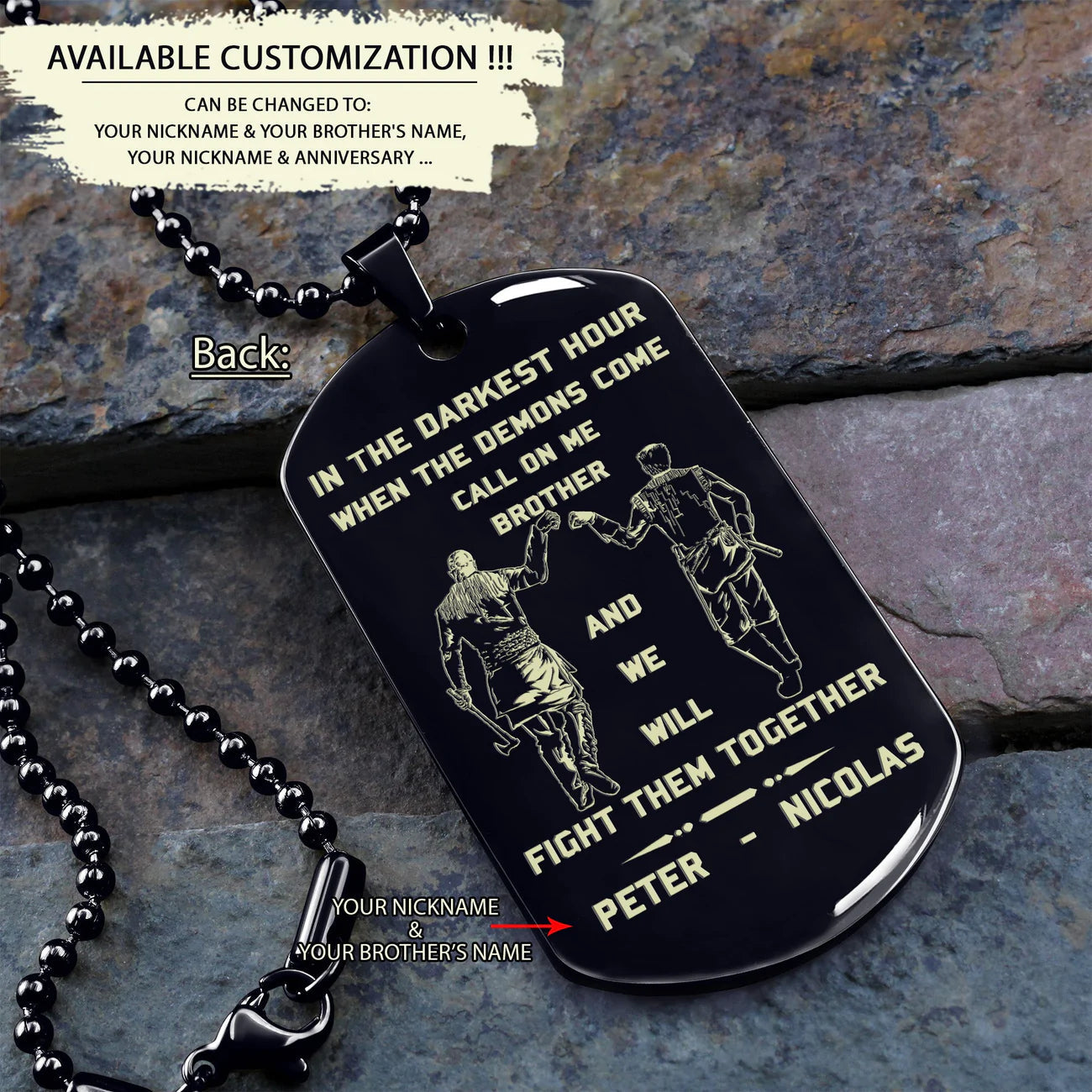 call on me brother- navy - dragon ball - goku vegeta- soldier - engraved dog tag all style