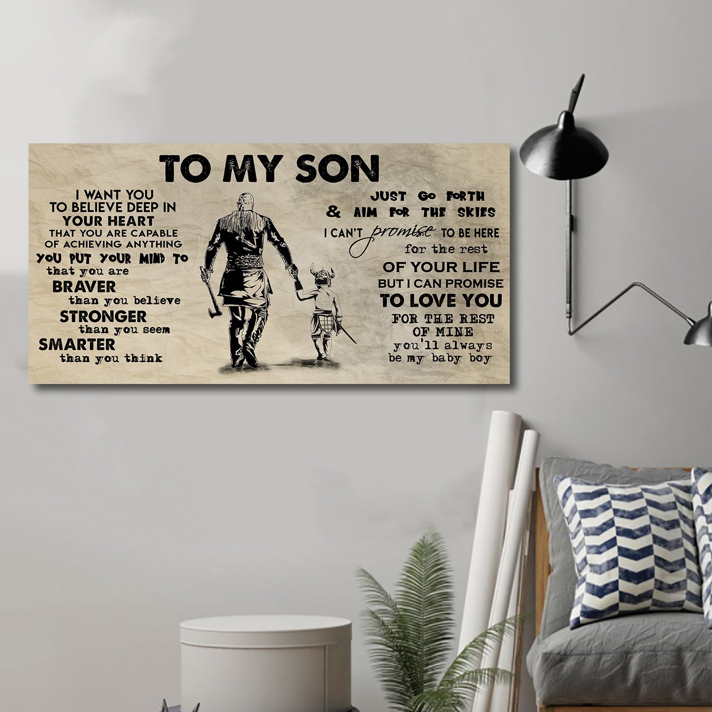 (cv32) to my son- i want you to believe- dragon ball - goku - viking - canvas poster