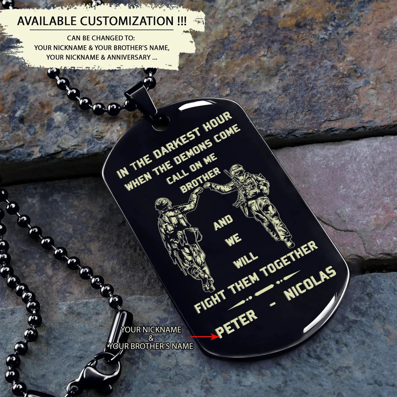 call on me brother- navy - dragon ball - goku vegeta- soldier - engraved dog tag all style