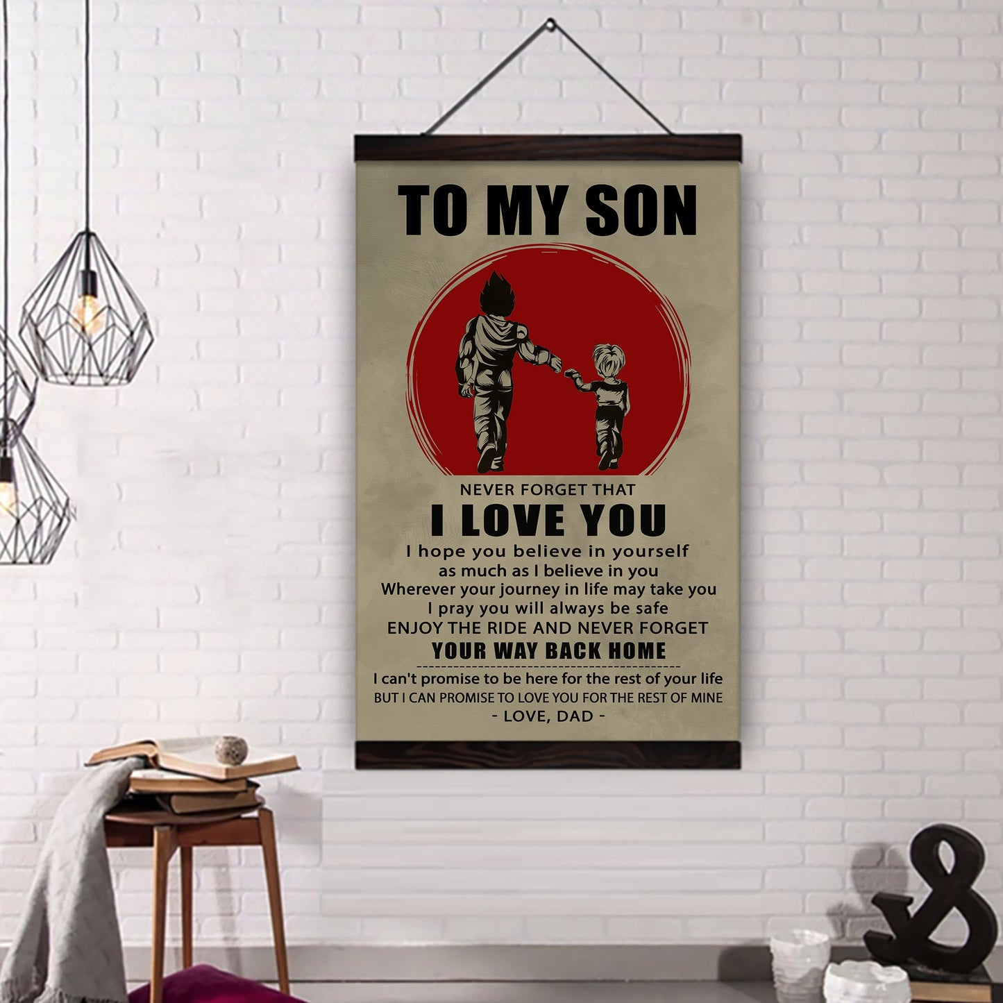 ( cv44) to my son- never lose - dragon ball - goku vegeta- soldier - naruto - canvas poster all style