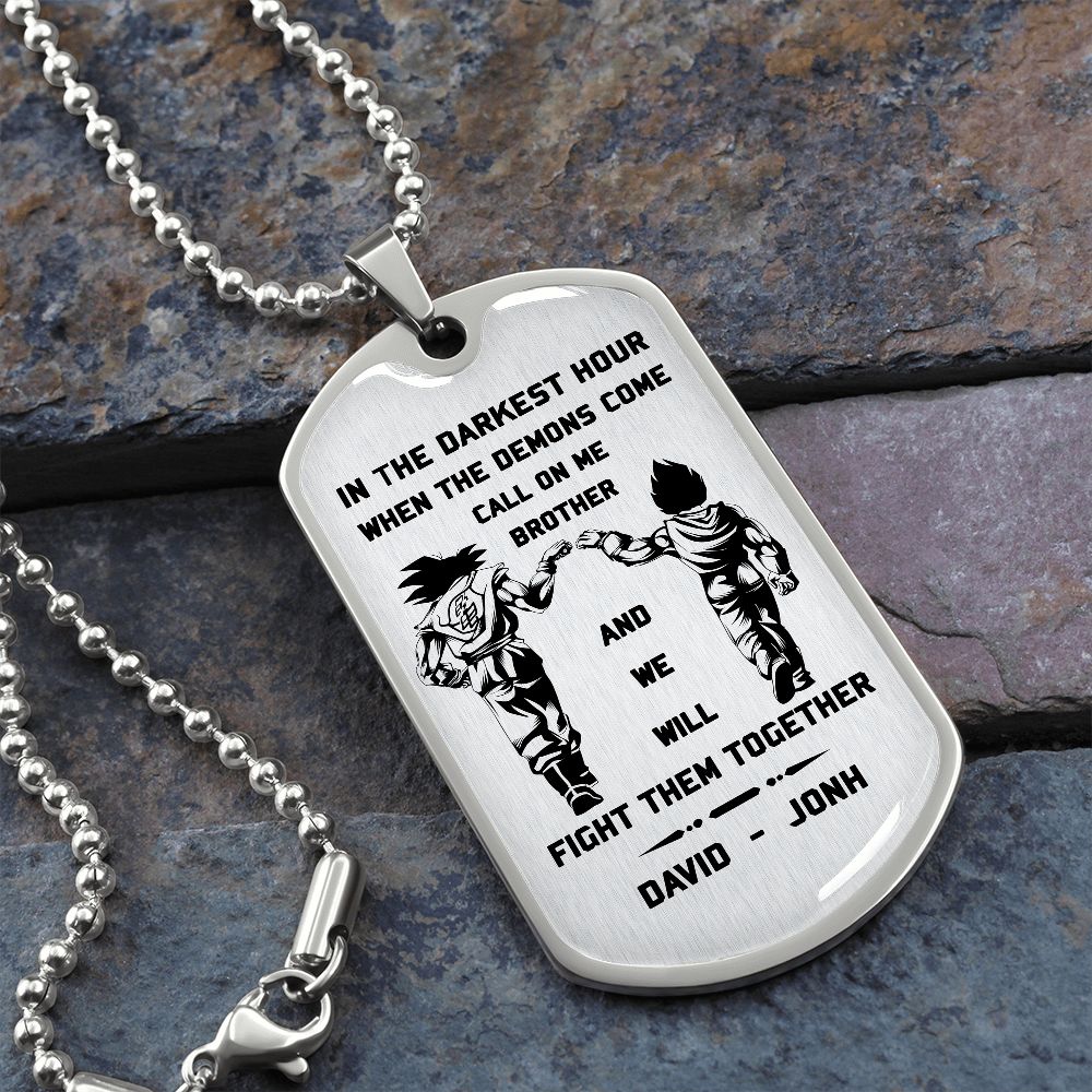 br9 call on me brother - dragon ball goku vegeta - soldier - engraved dog tag 18k gold all style