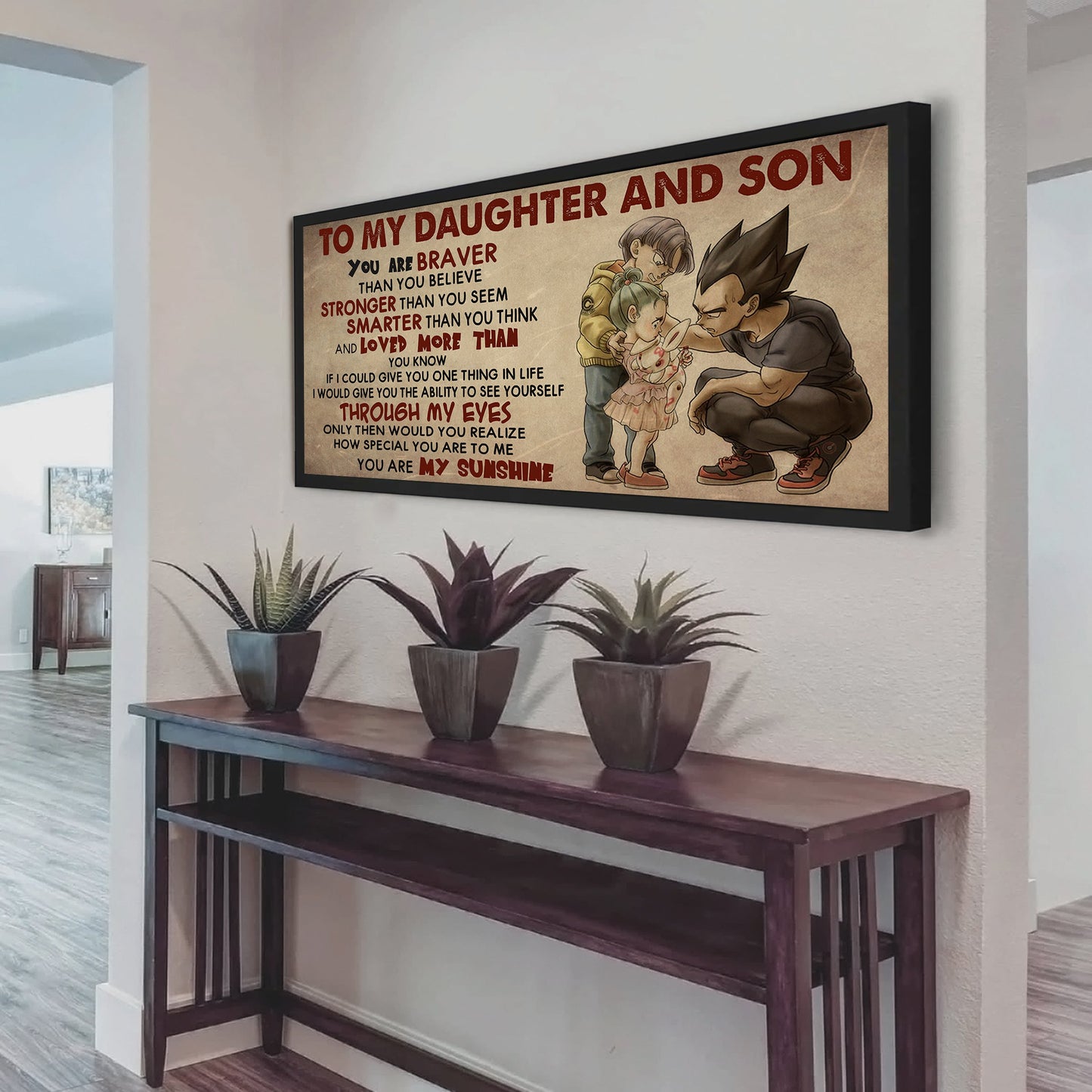 (cv34) to my dad- son- dragon ball - vegeta - you are my sunshine - canvas poster