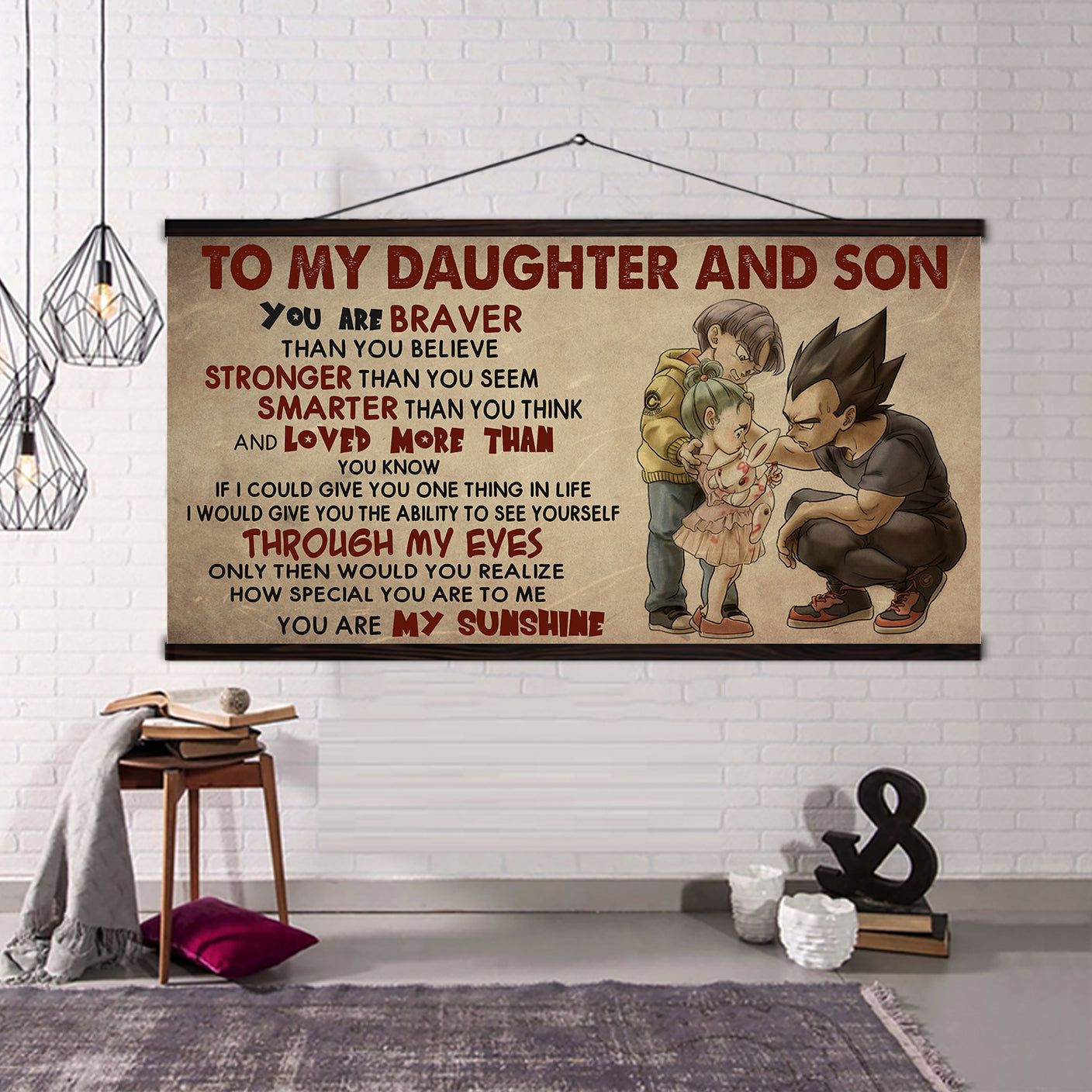 (cv34) to my dad- son- dragon ball - vegeta - you are my sunshine - canvas poster