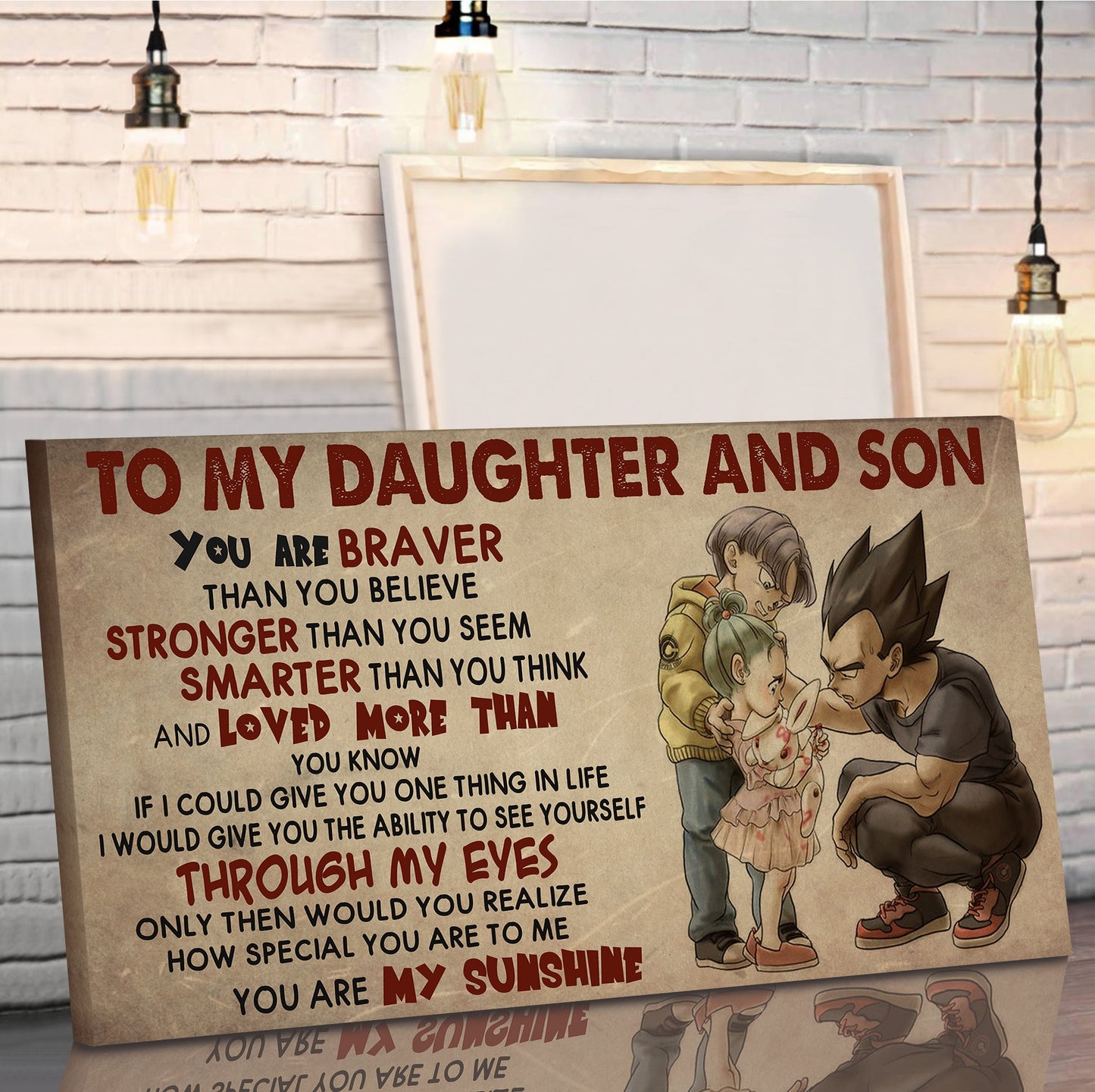 (cv34) to my dad- son- dragon ball - vegeta - you are my sunshine - canvas poster