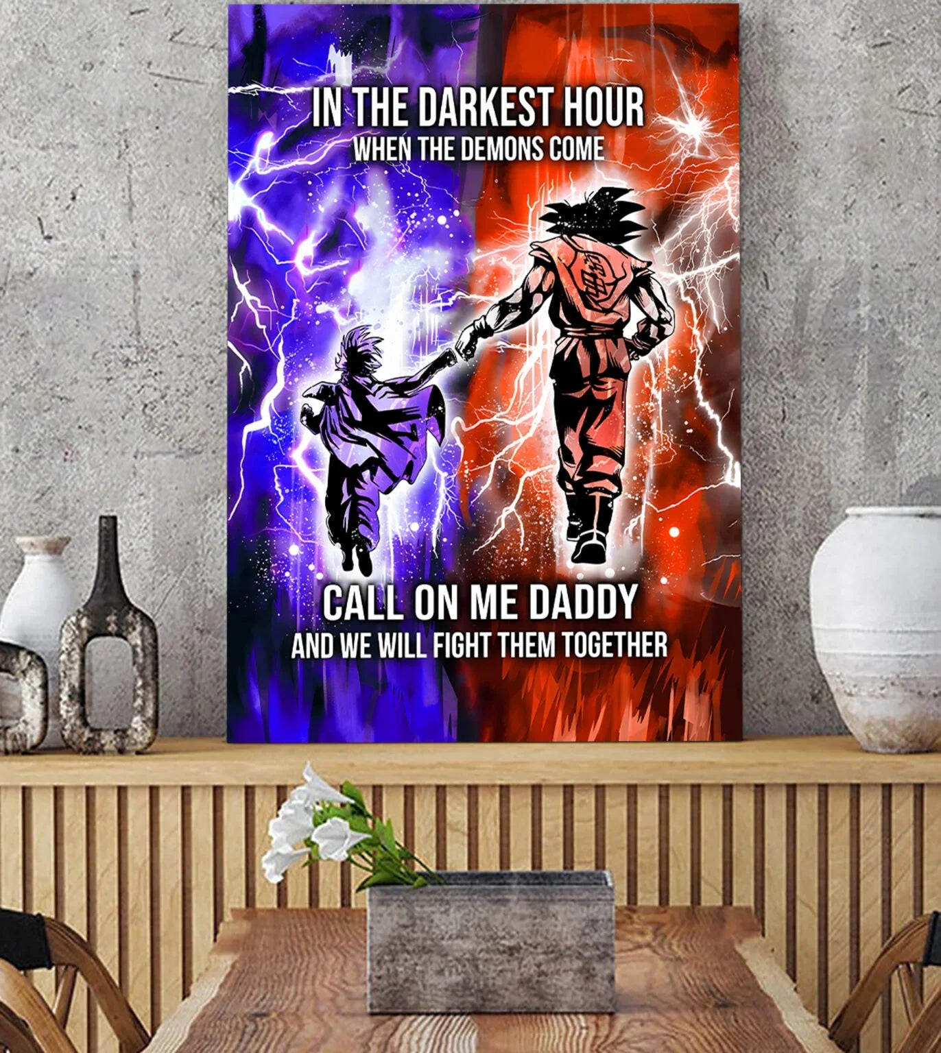 call on me daddy- dragon ball - goku - canvas poster