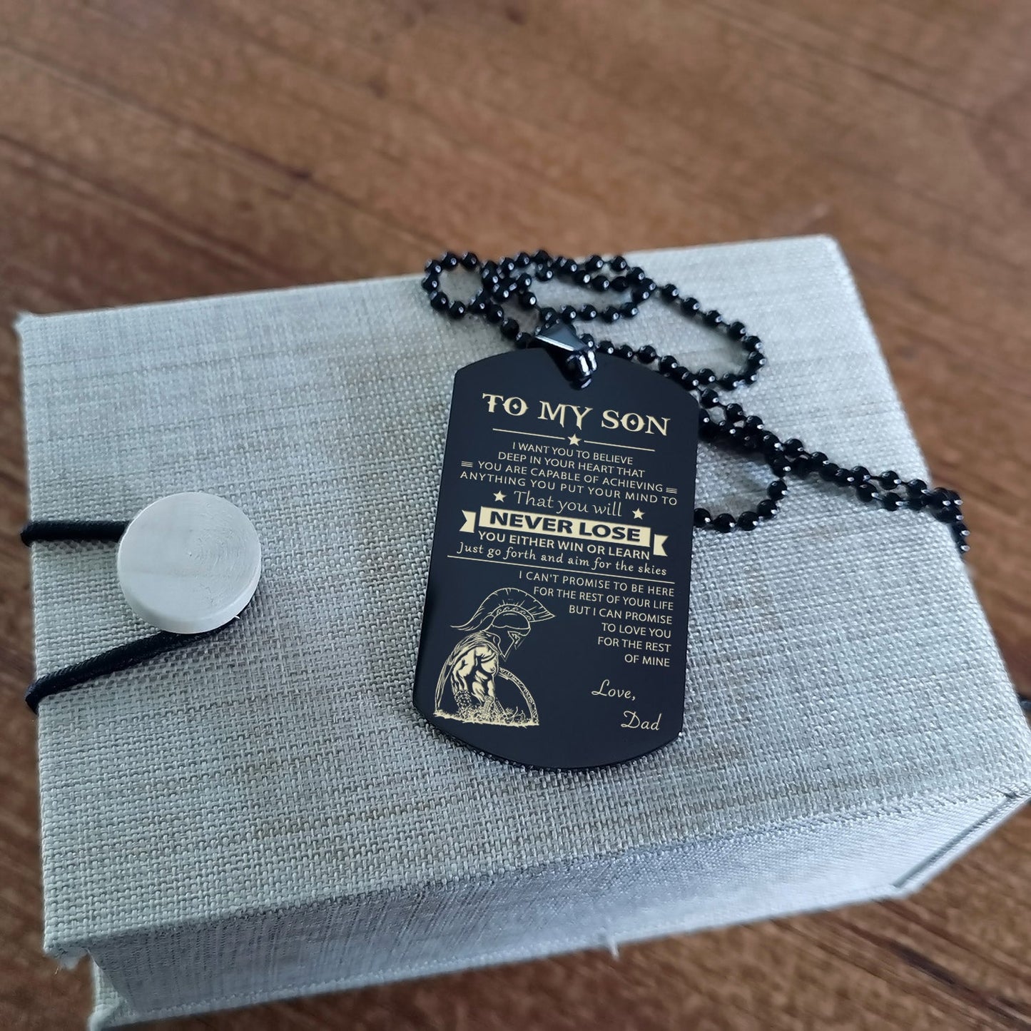 to my son-never lose - dragon ball - goku vegeta- soldier - engraved dog tag all style