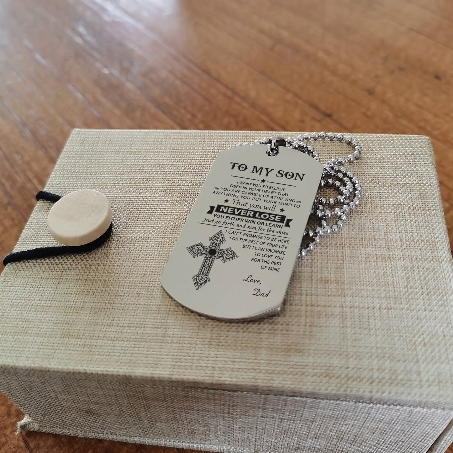 to my son-never lose - dragon ball - goku vegeta- soldier - engraved dog tag all style