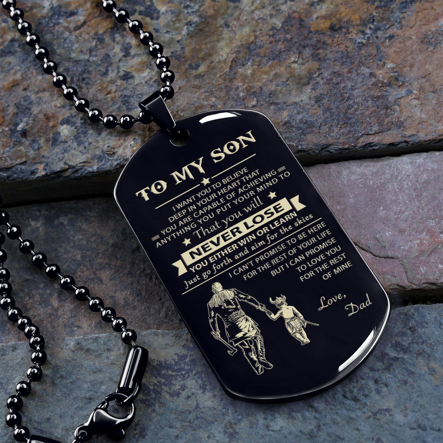 to my son-never lose - dragon ball - goku vegeta- soldier - engraved dog tag all style