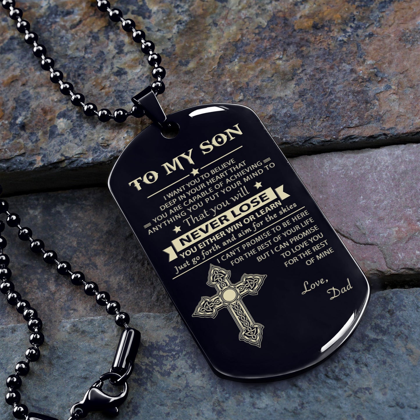 to my son-never lose - dragon ball - goku vegeta- soldier - engraved dog tag all style