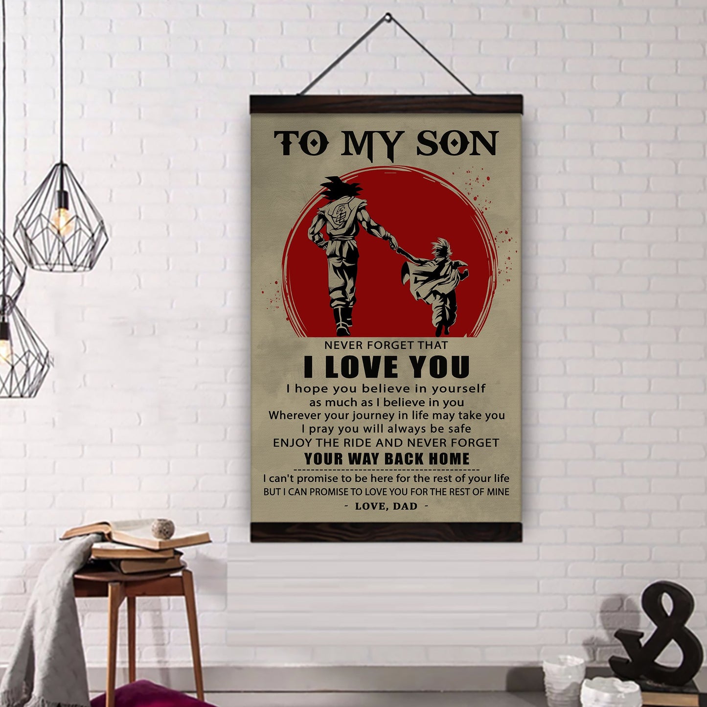 ( cv44) to my son- never lose - dragon ball - goku vegeta- soldier - naruto - canvas poster all style