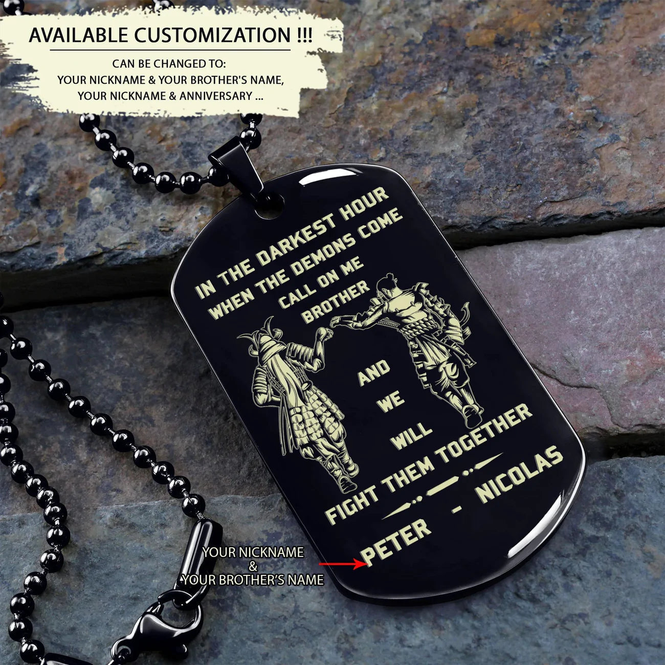 call on me brother- navy - dragon ball - goku vegeta- soldier - engraved dog tag all style