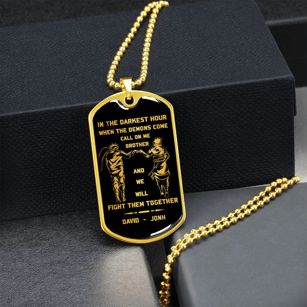 br9 call on me brother - dragon ball goku vegeta - soldier - engraved dog tag 18k gold all style