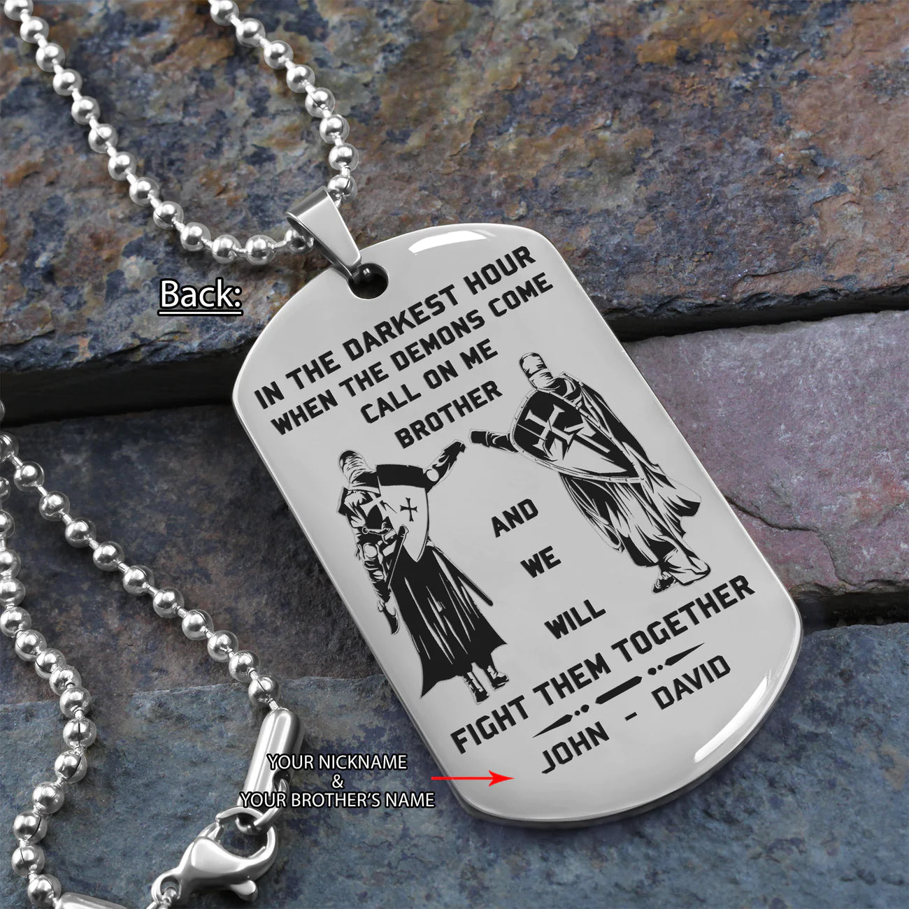 call on me brother - brother forever  - soldier -spartan - biker - viking -engraved dog tag two side all style