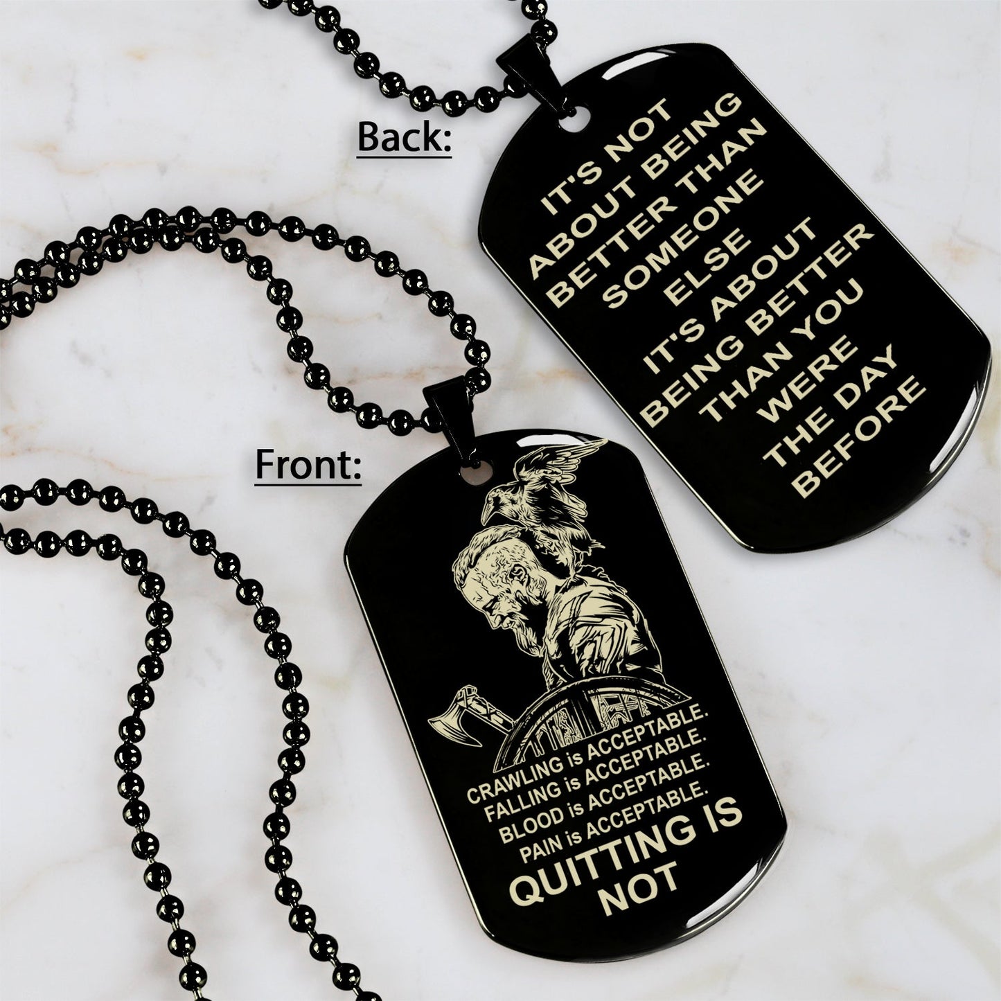 qt2 dog tag- quitting is not- dragon ball - goku vegeta- soldier - naruto - engraved dog necklace all style