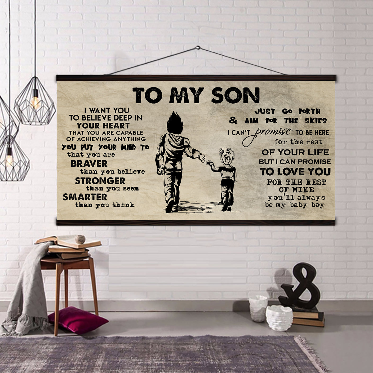 (cv32) to my son- i want you to believe- dragon ball - goku - viking - canvas poster