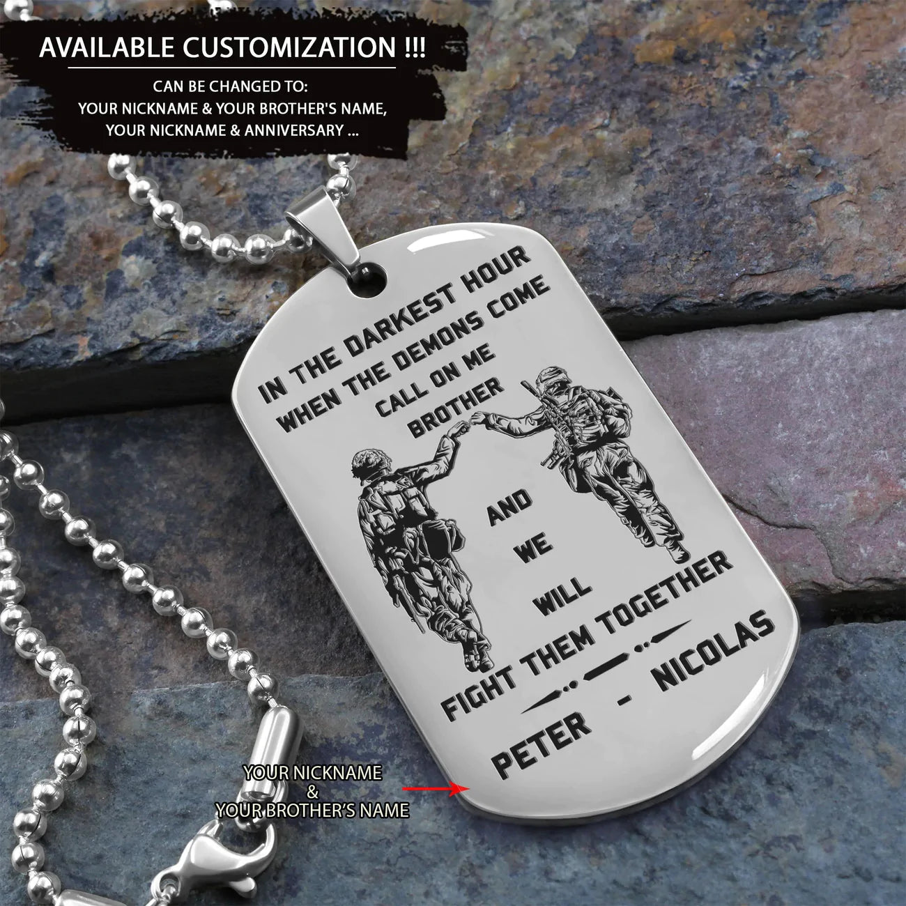 call on me brother- navy - dragon ball - goku vegeta- soldier - engraved dog tag all style