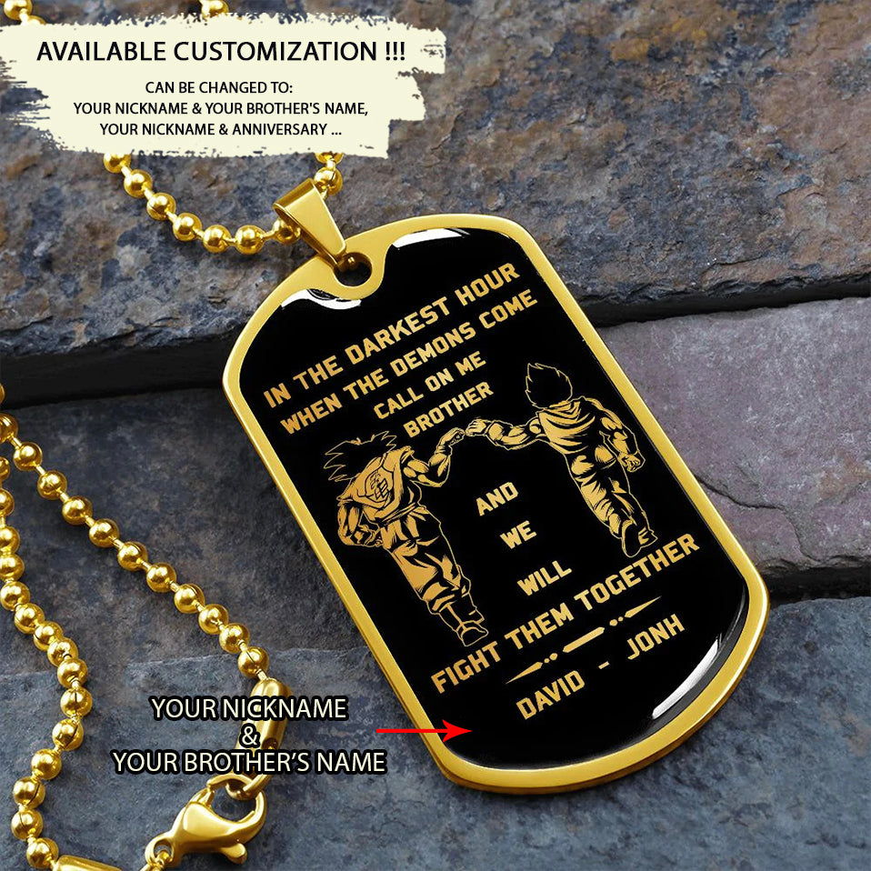 br9 call on me brother - dragon ball goku vegeta - soldier - engraved dog tag 18k gold all style