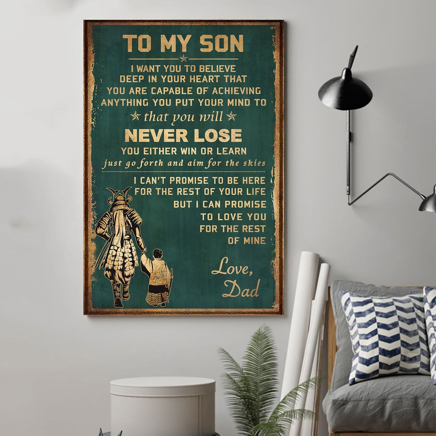 (cv36) to my son- never lose - dragon ball - goku vegeta- soldier - naruto - canvas poster all style