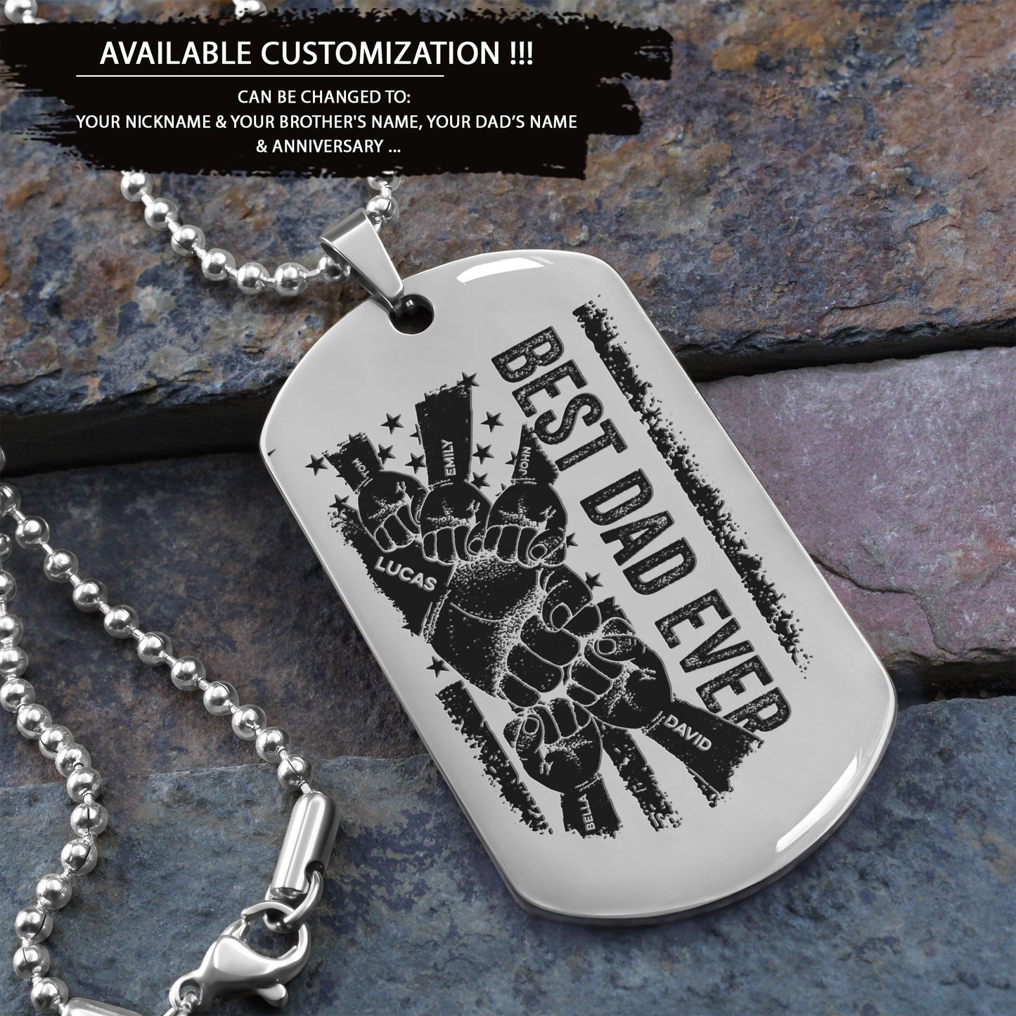 tm11 best dad ever- dog tag - hand - engraved dog tag all style