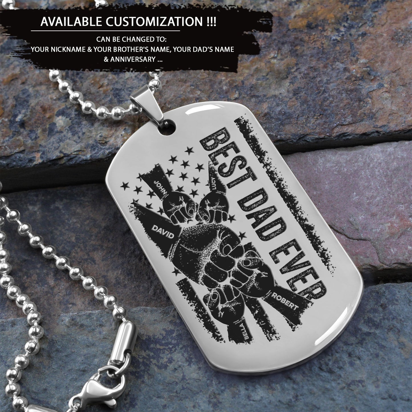 tm11 best dad ever- dog tag - hand - engraved dog tag all style