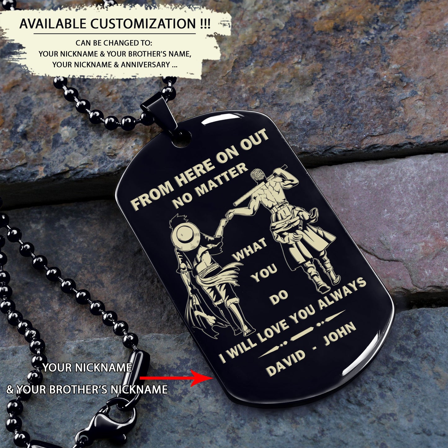 br46 from here on out no matter what you do i will love you always - dragon ball - goku vegeta- soldier - naruto - engraved dog necklace all style