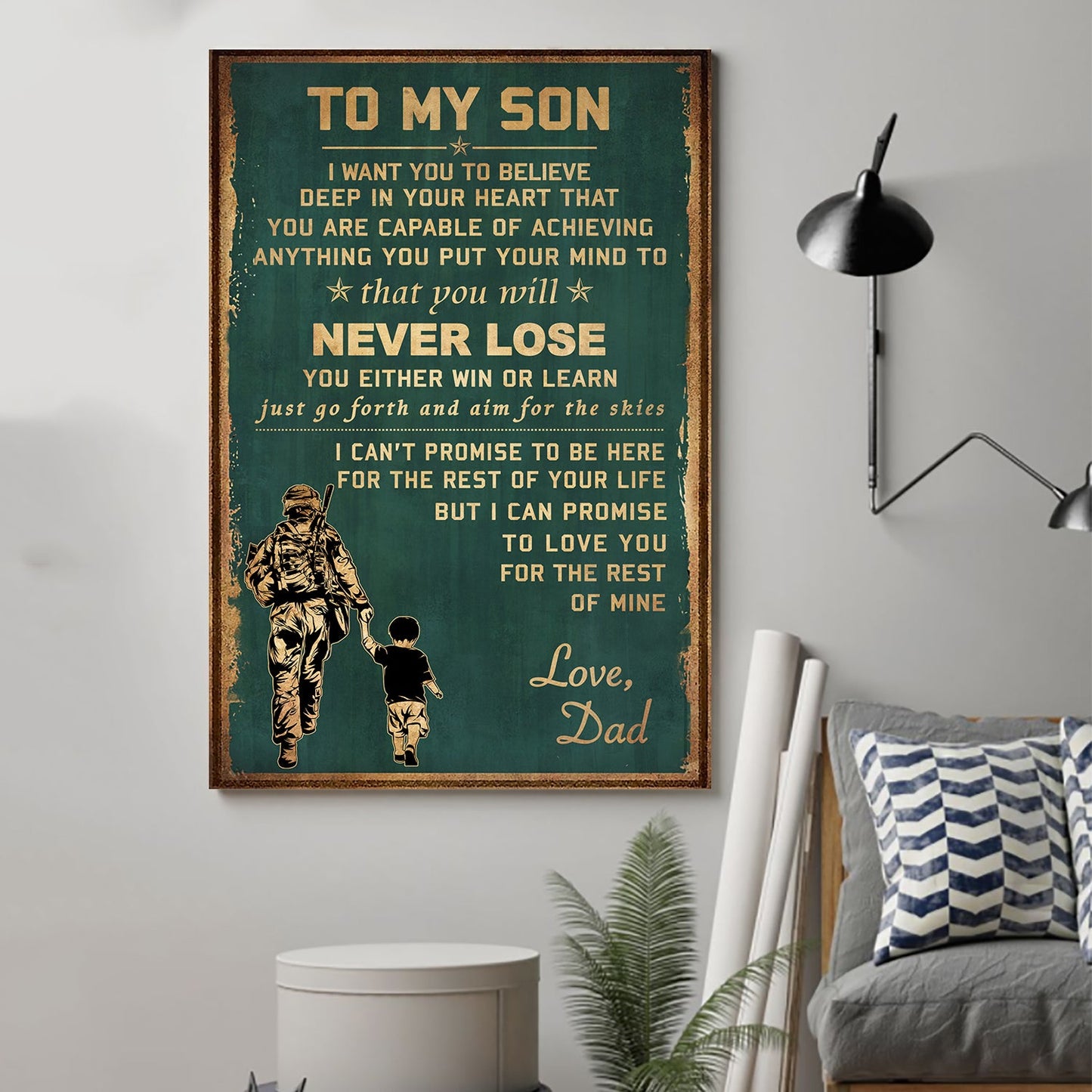 (cv36) to my son- never lose - dragon ball - goku vegeta- soldier - naruto - canvas poster all style