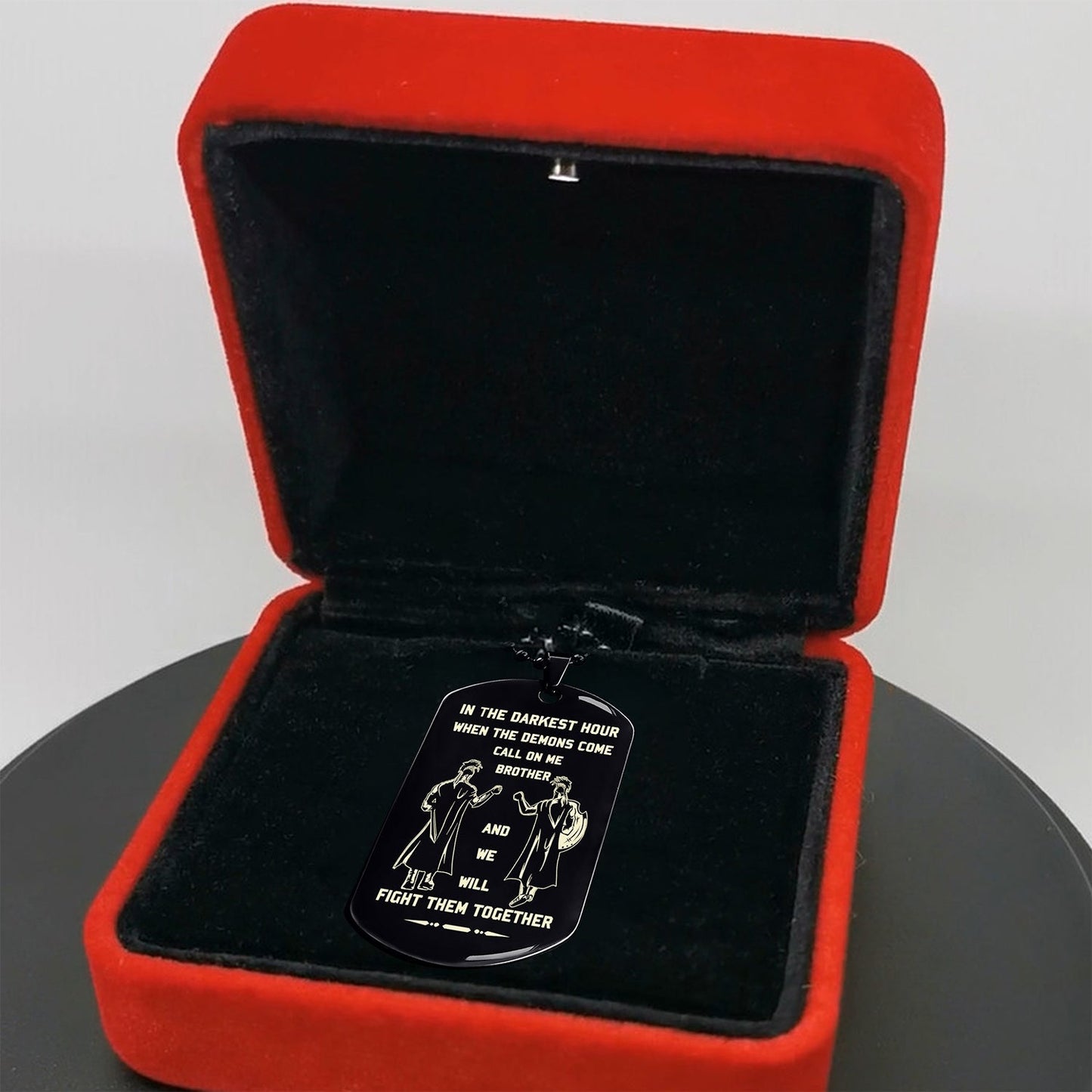sd call on me brother engraved dog tag