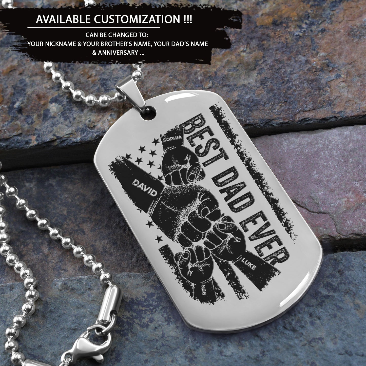 tm11 best dad ever- dog tag - hand - engraved dog tag all style