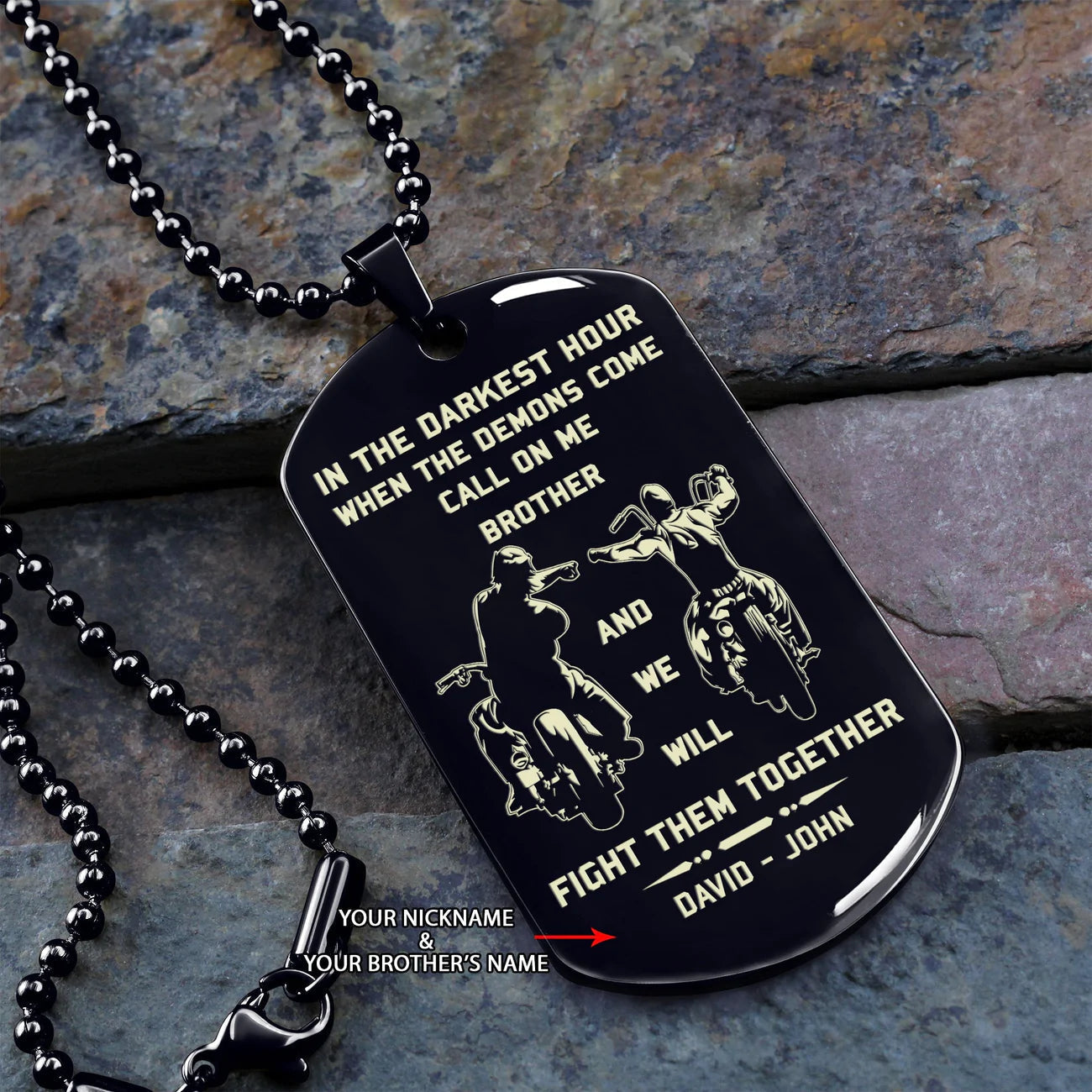 call on me brother - brother forever  - soldier -spartan - biker - viking -engraved dog tag two side all style