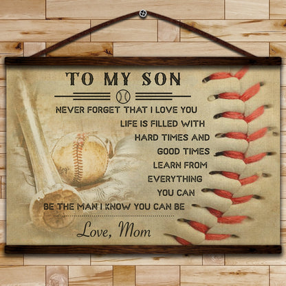 BA020 - To My Son - Good Time - Mom - Baseball Canvas With The Wood Frame