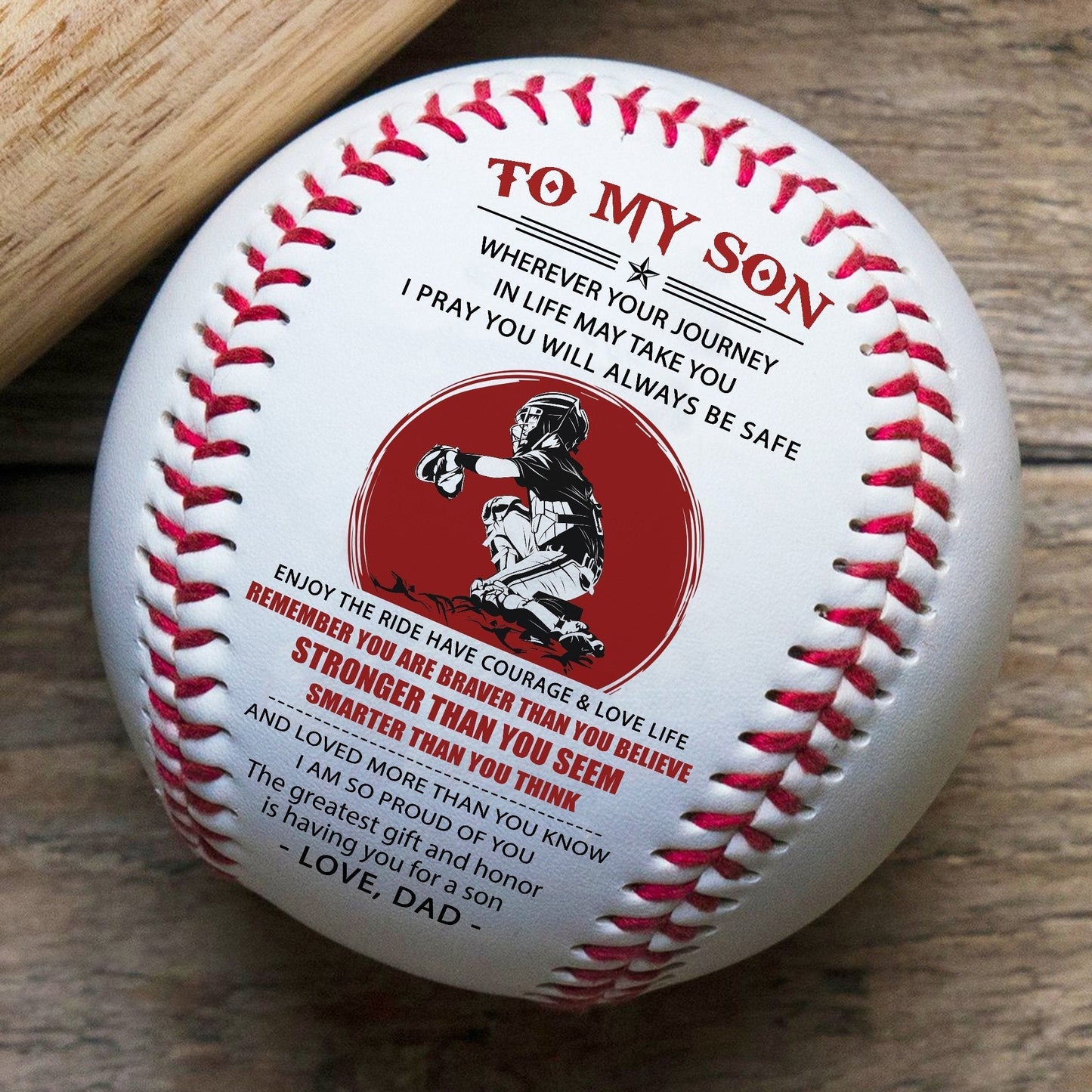 (bb52) - bab047 - dad to son - wherever your journey - baseball ball