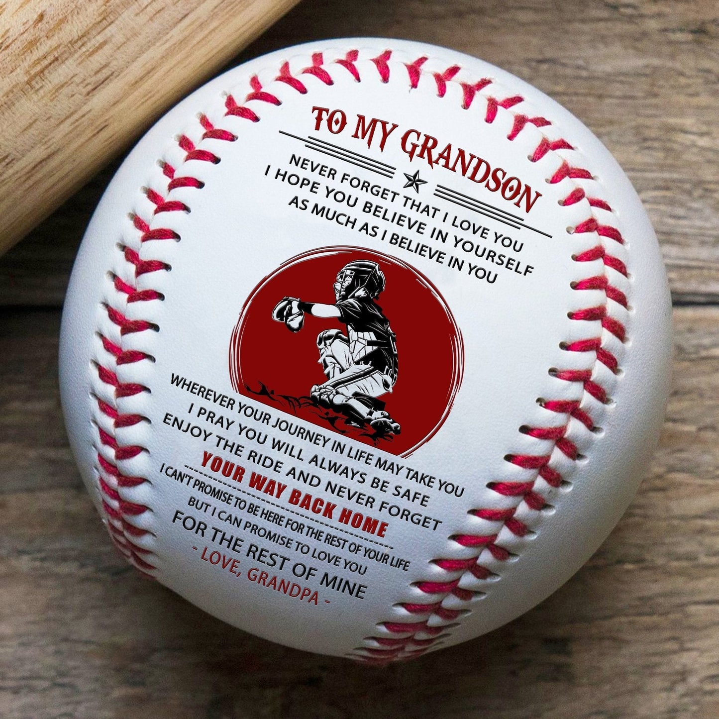 (bb64) bab58 - grandpa to grandson - your way back home - baseball ball