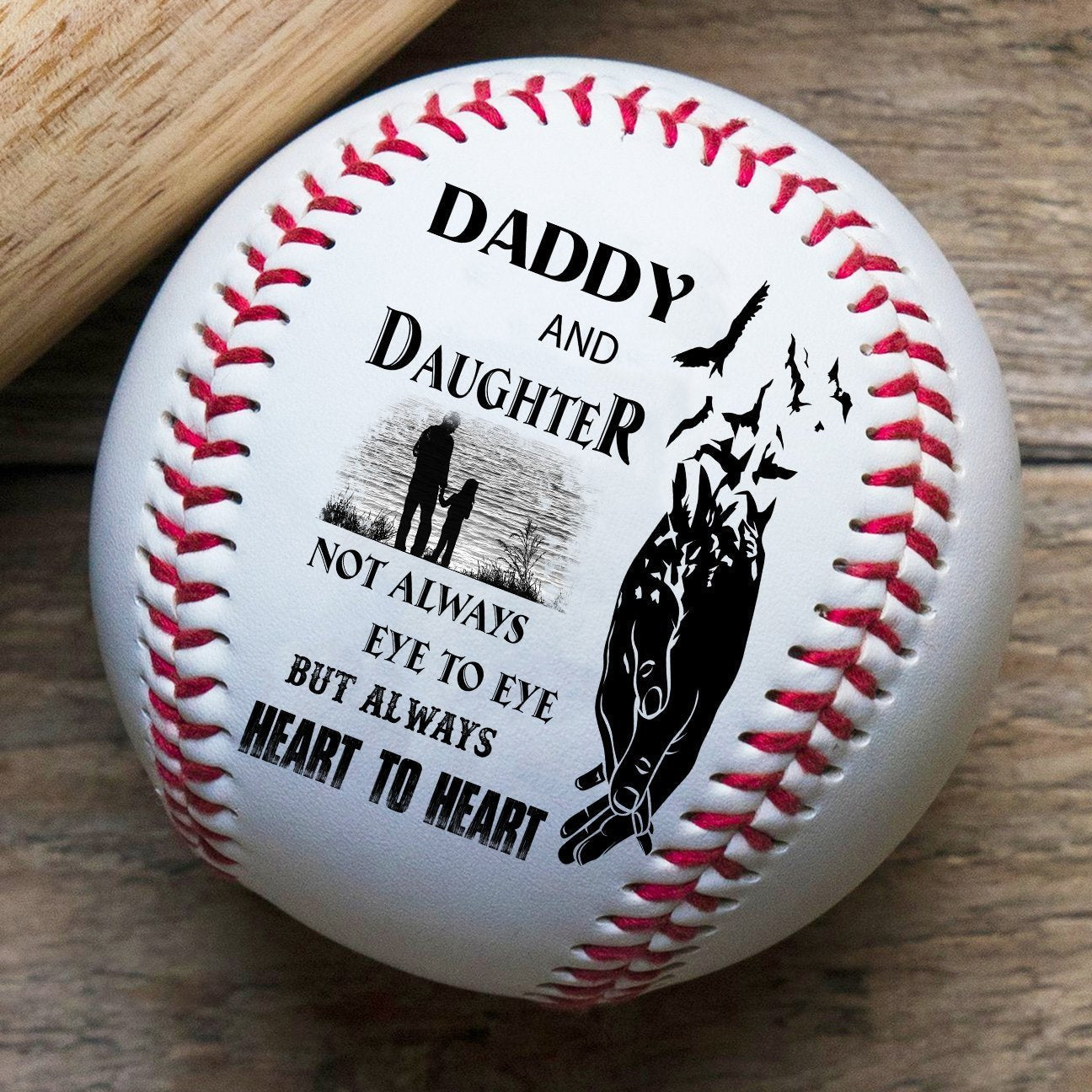 (bb89) bab025 - dad to daughter - always remember - baseball ball