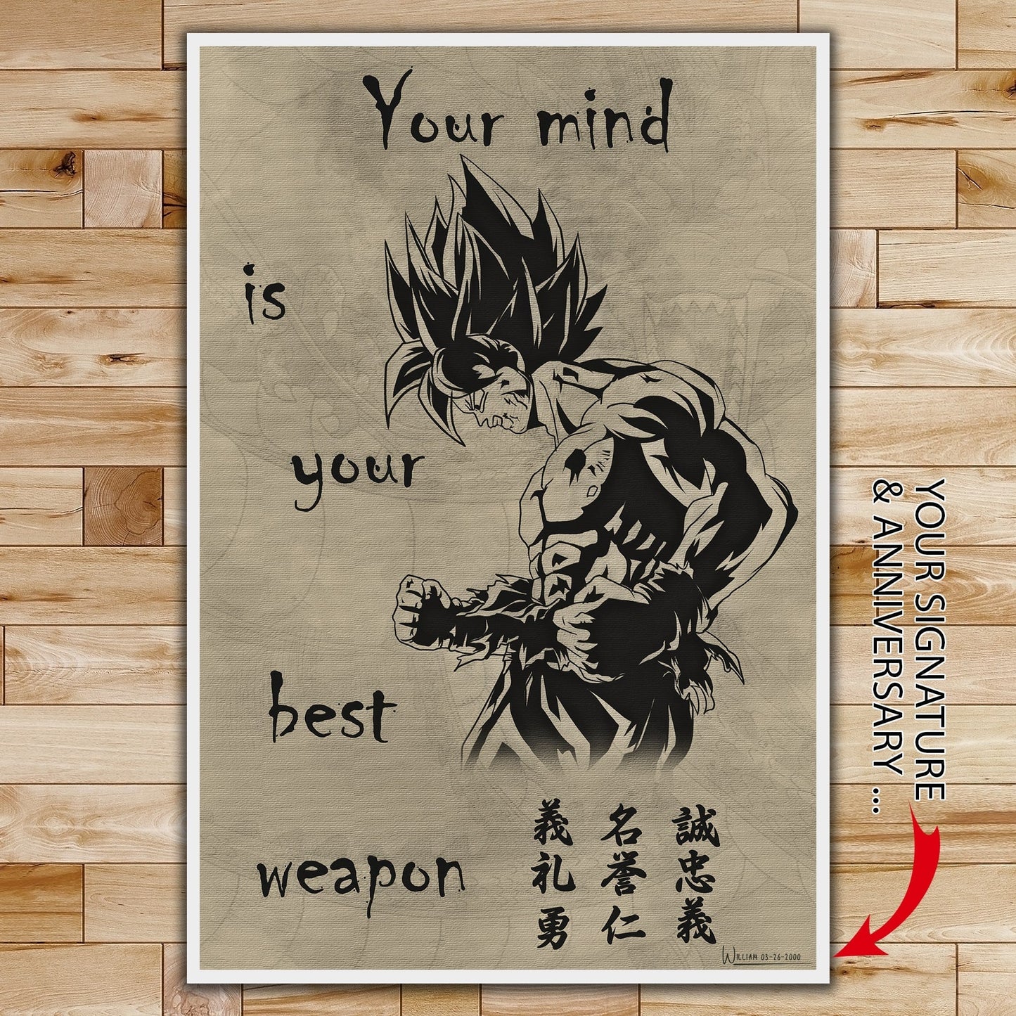 dr001 - your mind is your best weapon - english - vertical poster - vertical canvas - dragon ball poster