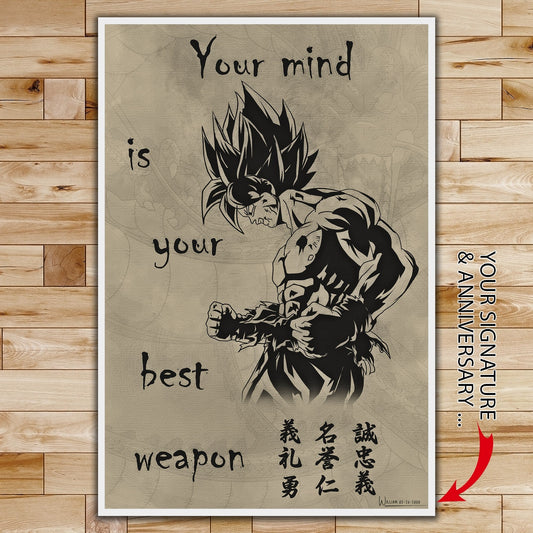 DR001 - Your Mind Is Your Best Weapon - English - Vertical Poster - Vertical Canvas - Dragon Ball Poster