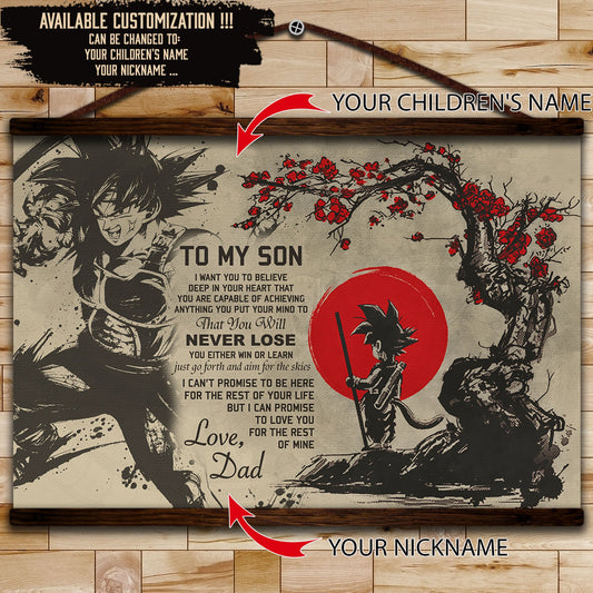 DR002 - To My Son - Goku - English - Horizontal Poster - Horizontal Canvas - Dragon Ball Canvas