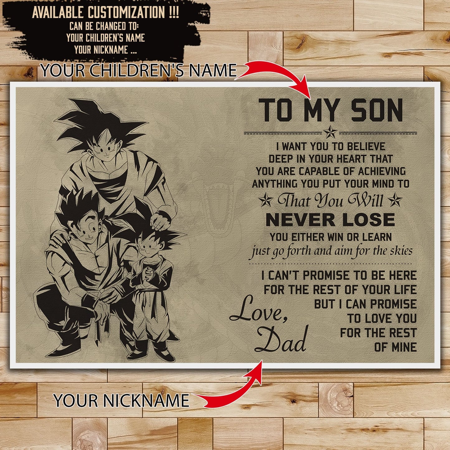 dr008 - to my son - goku - english - horizontal poster - horizontal canvas - dragon ball poster