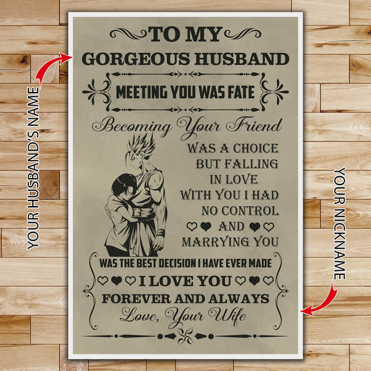 DR010 - To My Gorgeous Husband - Gohan - Vertical Poster - Vertical Canvas - Dragon Ball Poster