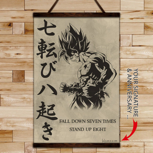 DR011 - Fall Down Seven Times Stand Up Eight - Goku - Vertical Poster - Vertical Canvas - Dragon Ball Canvas