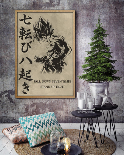 DR011 - Fall Down Seven Times Stand Up Eight - Goku - Vertical Poster - Vertical Canvas - Dragon Ball Canvas