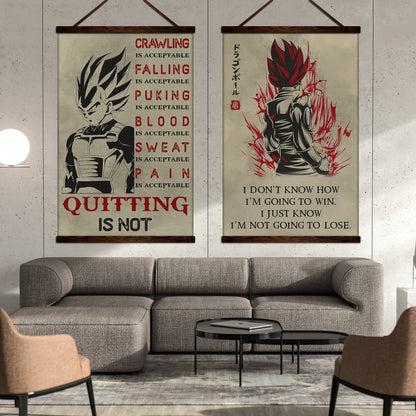 DR014 + DR058 - Quitting Is Not - I'm Not Going To Lose - Home Decoration - Vertical Poster - Vertical Canvas - Dragon Ball Canvas
