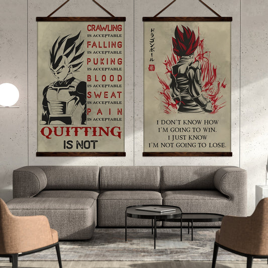 DR014 + DR058 - Quitting Is Not - I'm Not Going To Lose - Home Decoration - Vertical Poster - Vertical Canvas - Dragon Ball Canvas