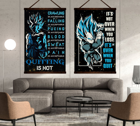 DR015 + DR049 - Quitting Is Not - It's Not Over When You Lose - It's Over When You Quit - Home Decoration - Vertical Poster - Vertical Canvas - Dragon Ball Canvas