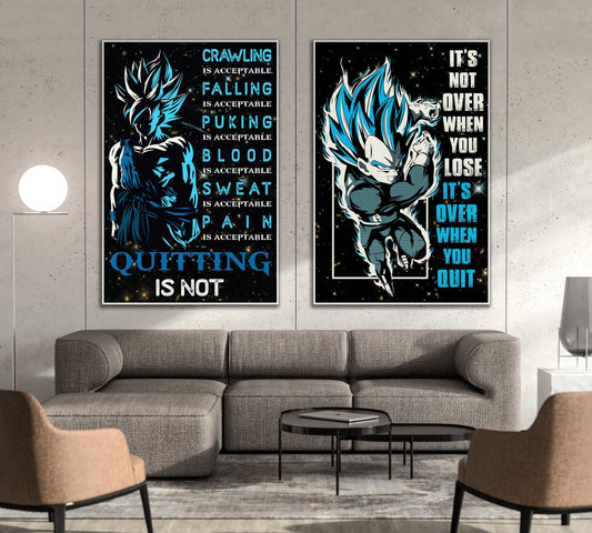 DR015 + DR049 - Quitting Is Not - It's Not Over When You Lose - It's Over When You Quit - Home Decoration - Vertical Poster - Vertical Canvas - Dragon Ball Poster
